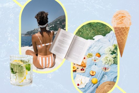 ice cream, cocktail, book & summer imagery