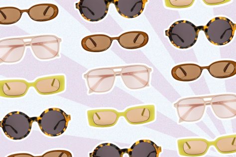 sunglasses on starburst background pattern