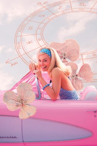 Barbie movie clips on zodiac background